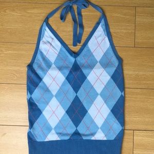 J. Crew argyle halter sleeveless sweater top